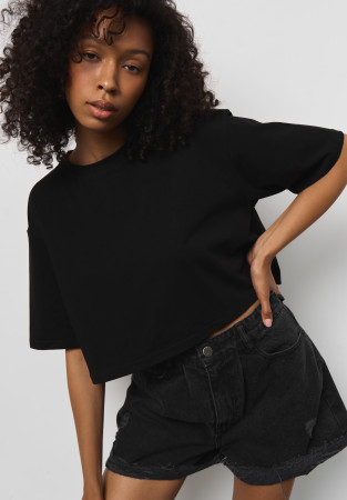 Футболка укороченная (плотность 190 г/м) чёрная